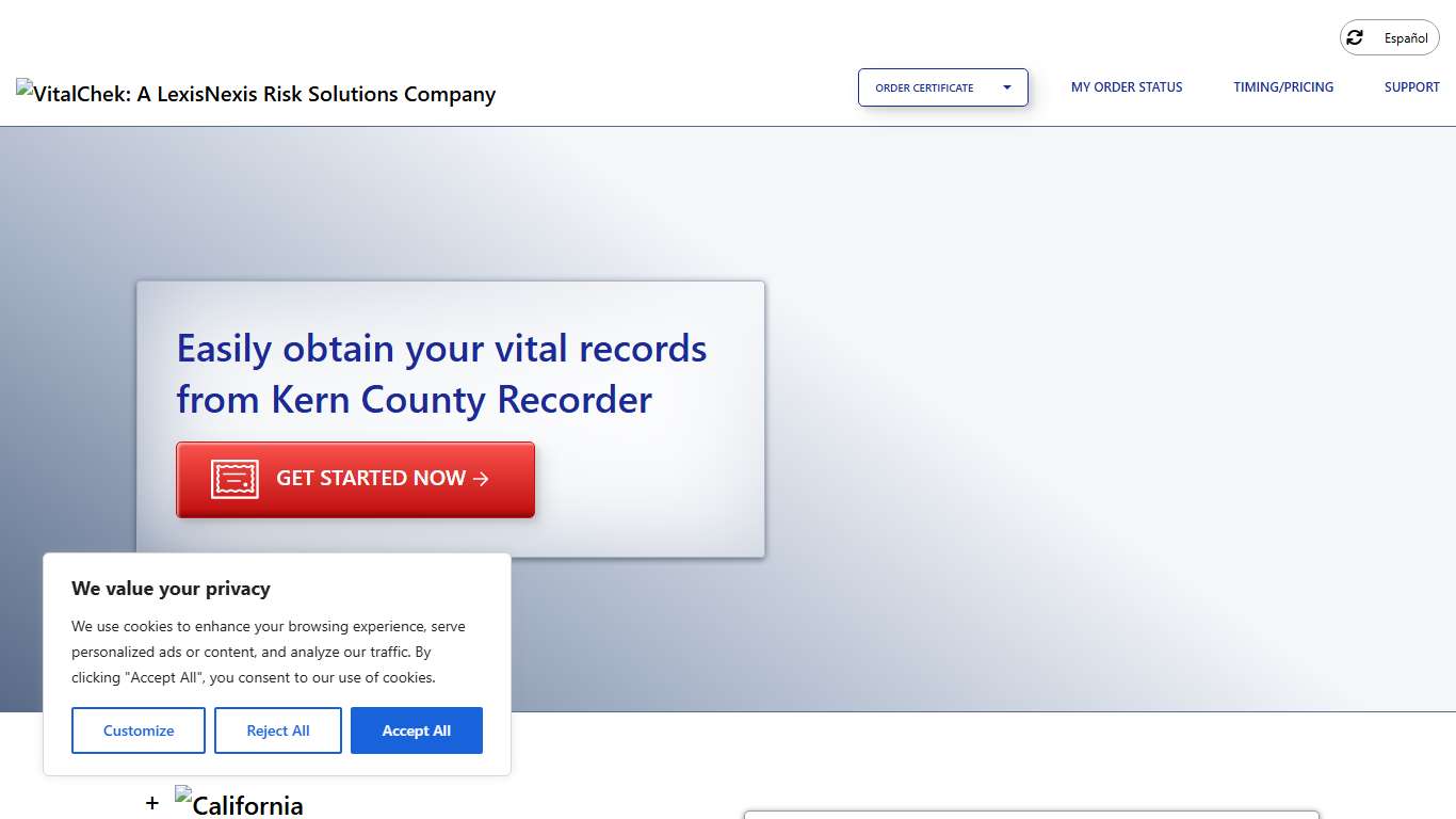 Kern County Recorder (CA) Order Certificates - VitalChek
